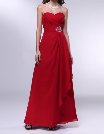 Affordable A-Line Sweetheart Floor Length Chiffon Evening Dresses