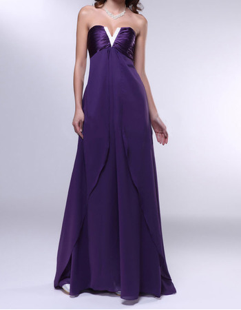 Empire Strapless Floor Length Chiffon Evening Dresses