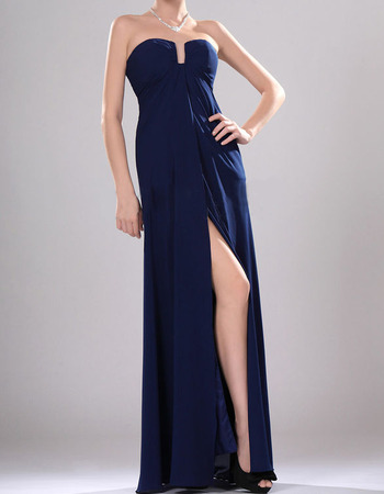 Custom Empire Strapless Floor Length Chiffon Split Evening Dresses