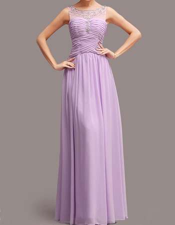 Affordable Formal Sheath Bateau Floor Length Chiffon Evening Dresses