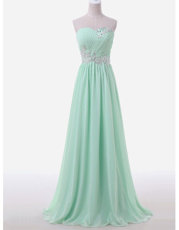 Custom A-Line Sweetheart Sleeveless Floor Length Chiffon Evening Dress