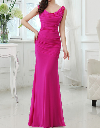 Custom Sexy Sheath Sleeveless Floor Length Chiffon Evening Dresses