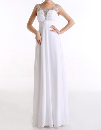 Custom Empire Scoop Sleeveless Floor Length Chiffon Evening Dresses