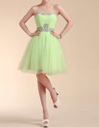 Custom A-Line Sweetheart Short Satin Tulle Homecoming Dresses