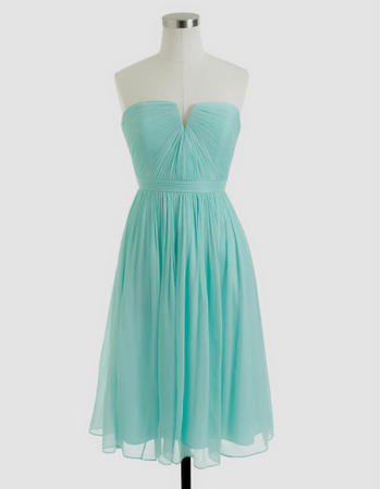 Custom Simple Column Strapless Short Chiffon Homecoming Dresses