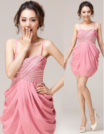 New Column Spaghetti Straps Mini Chiffon Homecoming Dresses8