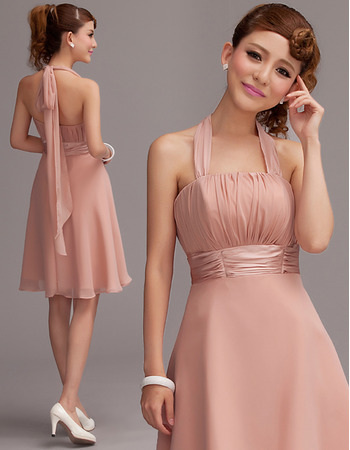 Cute & Sexy A-Line Halter Empire Short Chiffon Homecoming Dresses