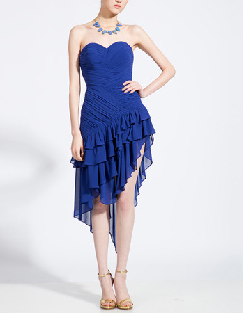 Sheath Sweetheart Asymmetric Short Chiffon Homecoming Dresses