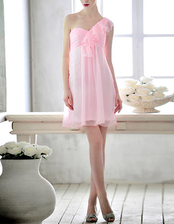 Custom Empire One Shoulder Sleeveless Mini Chiffon Homecoming Dresses