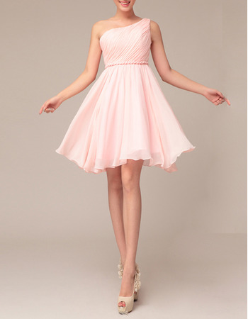 Elegant Empire One Shoulder Short Chiffon Homecoming Dresses