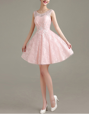 A-Line Round-Neck Short Lace Homecoming/ Party Dresses