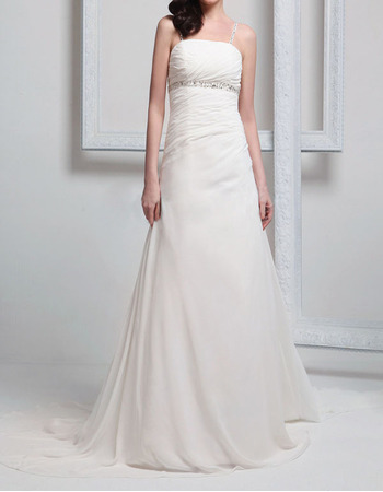 Spaghetti Straps Court Train Chiffon Wedding Dresses