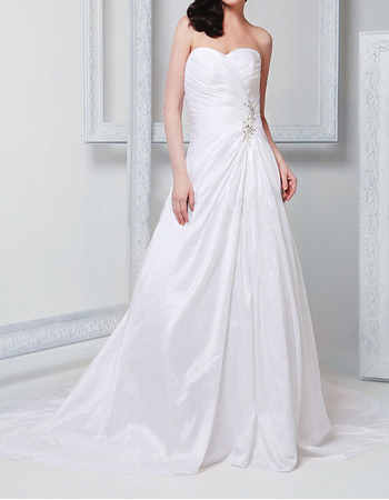 A-Line Sweetheart Court Train Taffeta Wedding Dresses