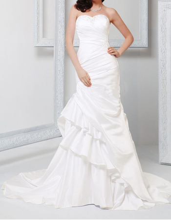 Sexy Sheath Sweetheart Chapel Train Satin Asymmetric Wedding Dresses