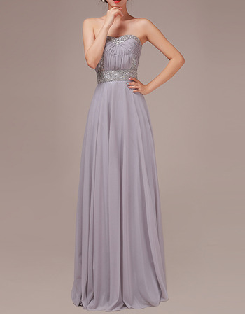 Discount Strapless Sleeveless Floor Length Chiffon Evening Dresses