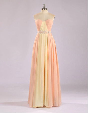 Custom Sweetheart Floor Length Chiffon Multicolor Evening Dresses