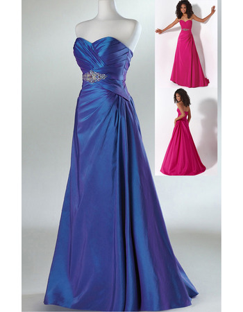 Elegant Sweetheart Sleeveless Floor Length Taffeta Evening Dresses