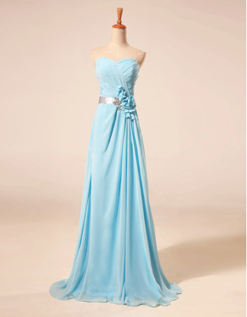 Elegant Sweetheart Floor Length Chiffon Evening Dresses with Belts