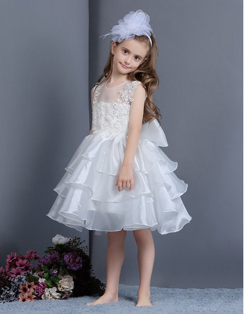 Ball Gown Knee Length Layered Skirt Flower Girl Dresses