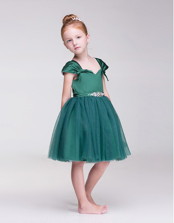 Lovely Ball Gown Knee Length Satin Tulle Little Girls Holiday Dresses