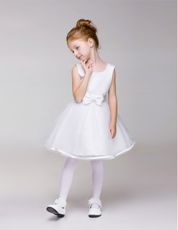 Discount A-Line Knee Length Satin Organza First Communion Dresses