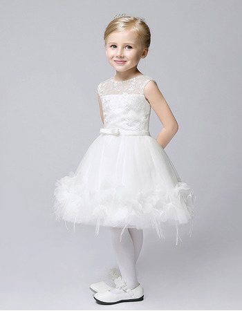 Custom Ball Gown Knee Length Satin Tulle First Communion Dresses