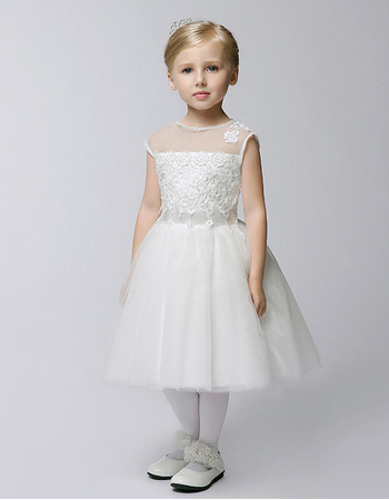 Affordable Ball Gown Sleeveless Short Organza First Communion Dresses