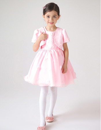 Beautiful Ball Gown Short Pink First Communion Dresses with Jackets