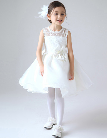 Lovely A-Line Short Satin Organza Girl First Communion Dresses