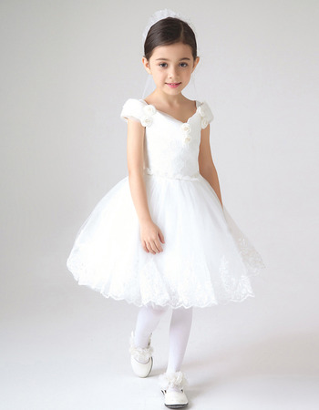 Custom Off-the-shoulder Short Organza Girls First Communion Dresses