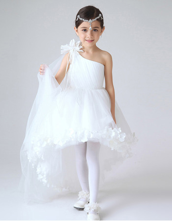 Beautiful One Shoulder High-Low Girls First Communion Dresses