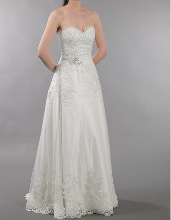 Affordable Sweetheart Floor Length Taffeta Applique Wedding Dresses