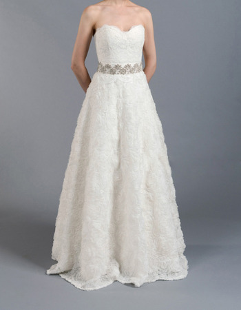 Discount A-Line Sweetheart Floor Length Lace Floral Wedding Dresses