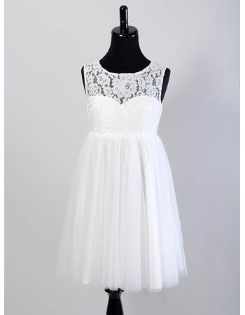 Summer Empire Sleeveless Lace Short Reception Wedding Dresses