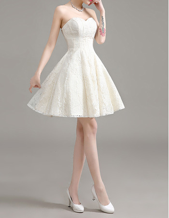 Casual A-Line Sweetheart Sleeveless Short Lace Wedding Dresses