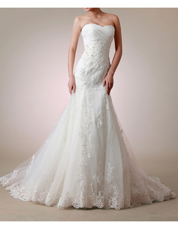 Affordable Sheath Sweetheart Floor Length Satin Tulle Wedding Dresses