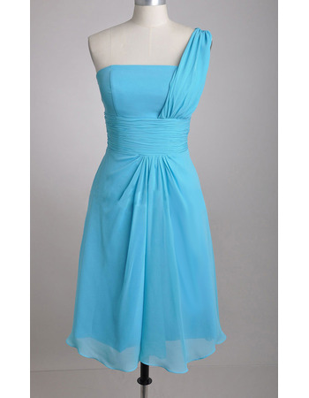 One Shoulder Knee Length Chiffon Bridesmaid Dresses