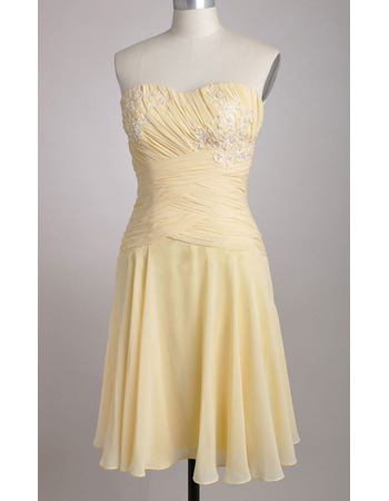 Custom Chiffon Sweetheart Knee Length Applique Bridesmaid Dresses