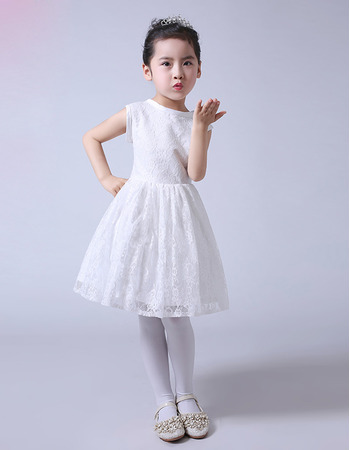 Stunning A-Line Knee Length Lace Flower Girl/ First Communion Dresses