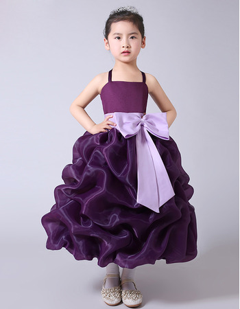 Stunning Tea Length Pick-Up Skirt Flower Girl Dresses with Sashes