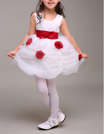 Adorable Pick-Up Skirt Flower Girl Dresses with Belts and Flowers