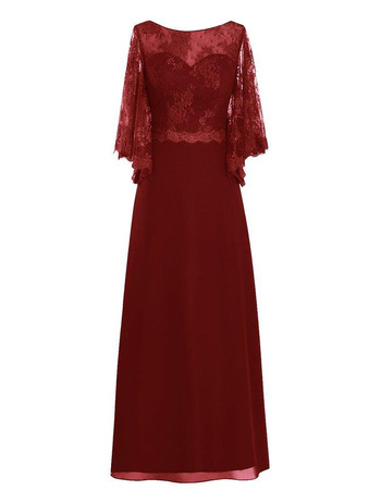 Custom Sweetheart Floor Length Chiffon Mother Dresses with Lace Sleeves