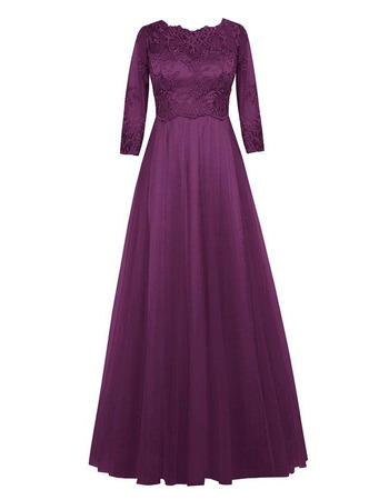 Discount A-Line Empire Floor Length Mother Dresses with 3/4 Sleeves