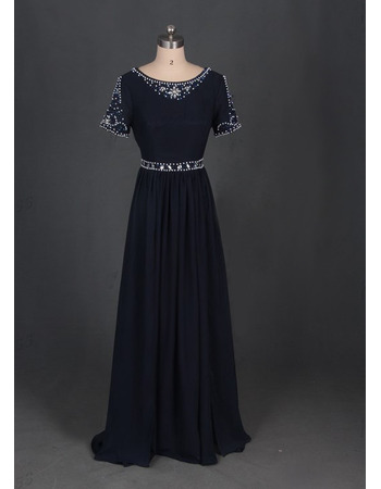 Discount Floor Length Chiffon Mother Dresses with Short Sleeves