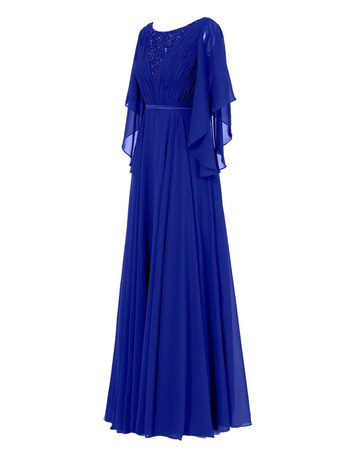 Custom Elegant Floor Length Chiffon Mother Dresses with Cap Sleeves