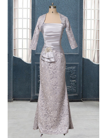 New Sheath Straps Floor Length Mother Dresses with Lace Jackets