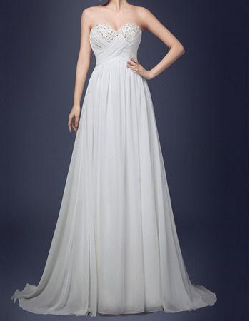 Affordable Empire Sweetheart Sweep Train Chiffon Wedding Dresses