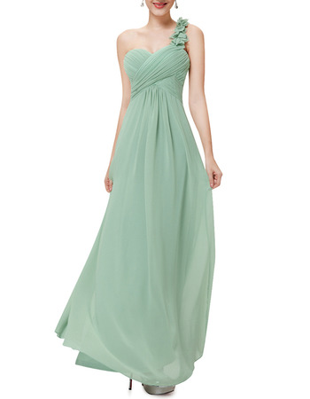 One Shoulder Sweetheart Floor Length Chiffon Bridesmaid Dresses