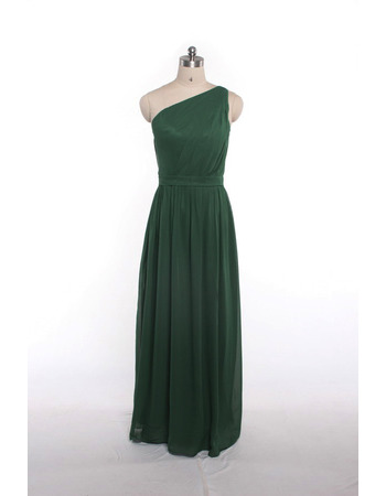 Summer One Shoulder Floor Length Chiffon Bridesmaid Dresses