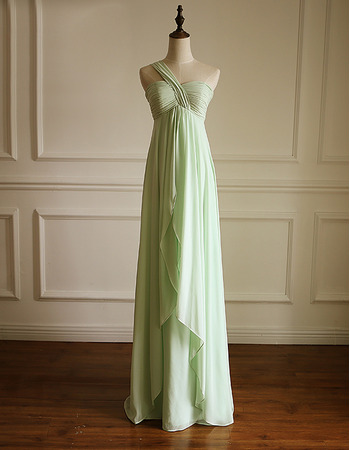 Custom Empire One Shoulder Floor Length Chiffon Bridesmaid Dresses